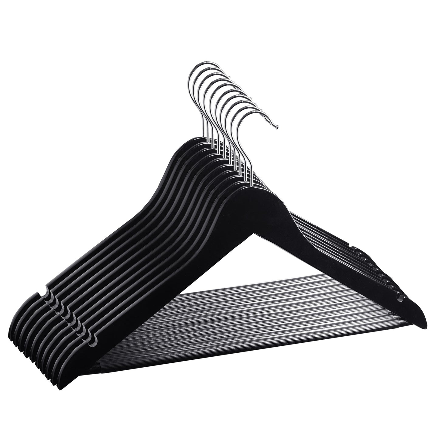 Umeraș din lemn de arțar negru cu bară pentru pantaloni - ideal pentru cămăși, bluze, pantaloni, tricouri și rochii - HUMERO