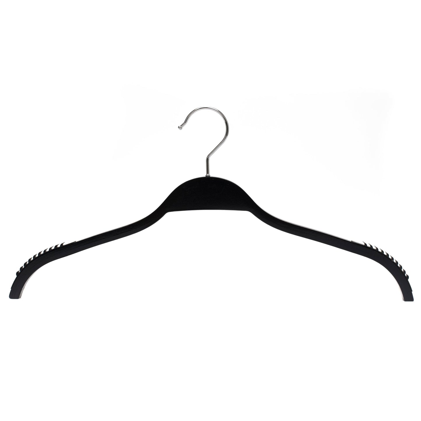 Umeraș din lemn negru cu margini din cauciuc anti - alunecare - ideal pentru cămăși, bluze, tricouri și rochii - HUMERO