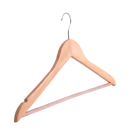 Umeraș din lemn de arțar natur cu bară pentru pantaloni - ideal pentru cămăși, bluze, pantaloni, tricouri și rochii