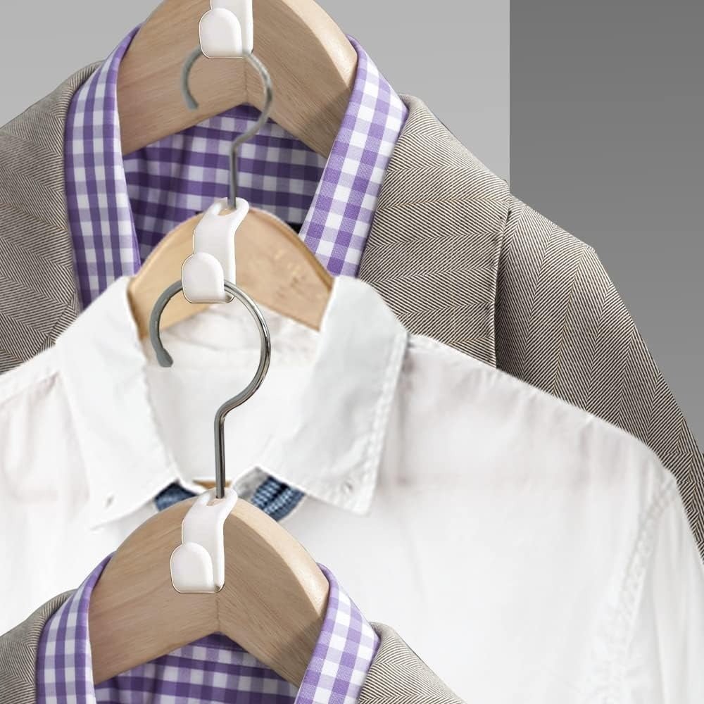 Conector tip cârlig din plastic alb pentru umerașe - ideal pentru organizarea articolelor speciale - HUMERO