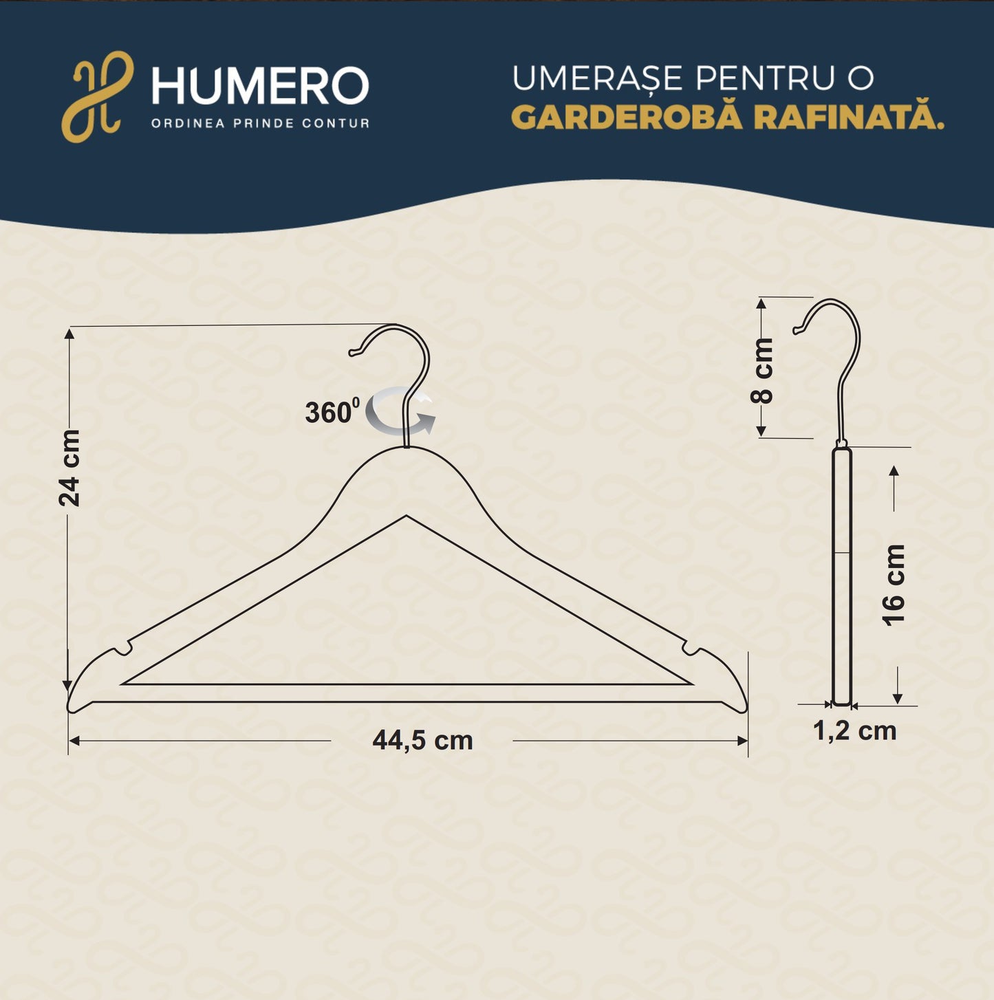 Umeraș hotelier din lemn alb cu margini de catifea, bară pentru pantaloni și design clasic – ideal pentru cămăși, bluze, pantaloni, tricouri și rochii