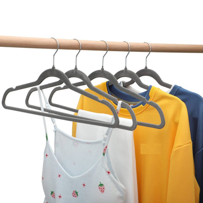 Umeraș antialunecare acoperit cu catifea gri, cu bară pentru pantaloni - ideal pentru rochii, fuste, pantaloni, bluze și tricouri - HUMERO