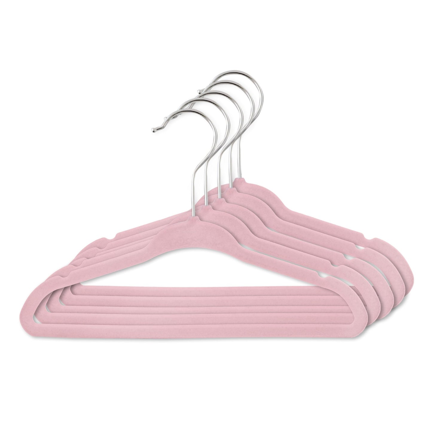 Umeraș antialunecare pentru copii acoperit cu catifea roz, bară pentru pantaloni - ideal pentru rochii, fuste, pantaloni, bluze și tricouri - HUMERO