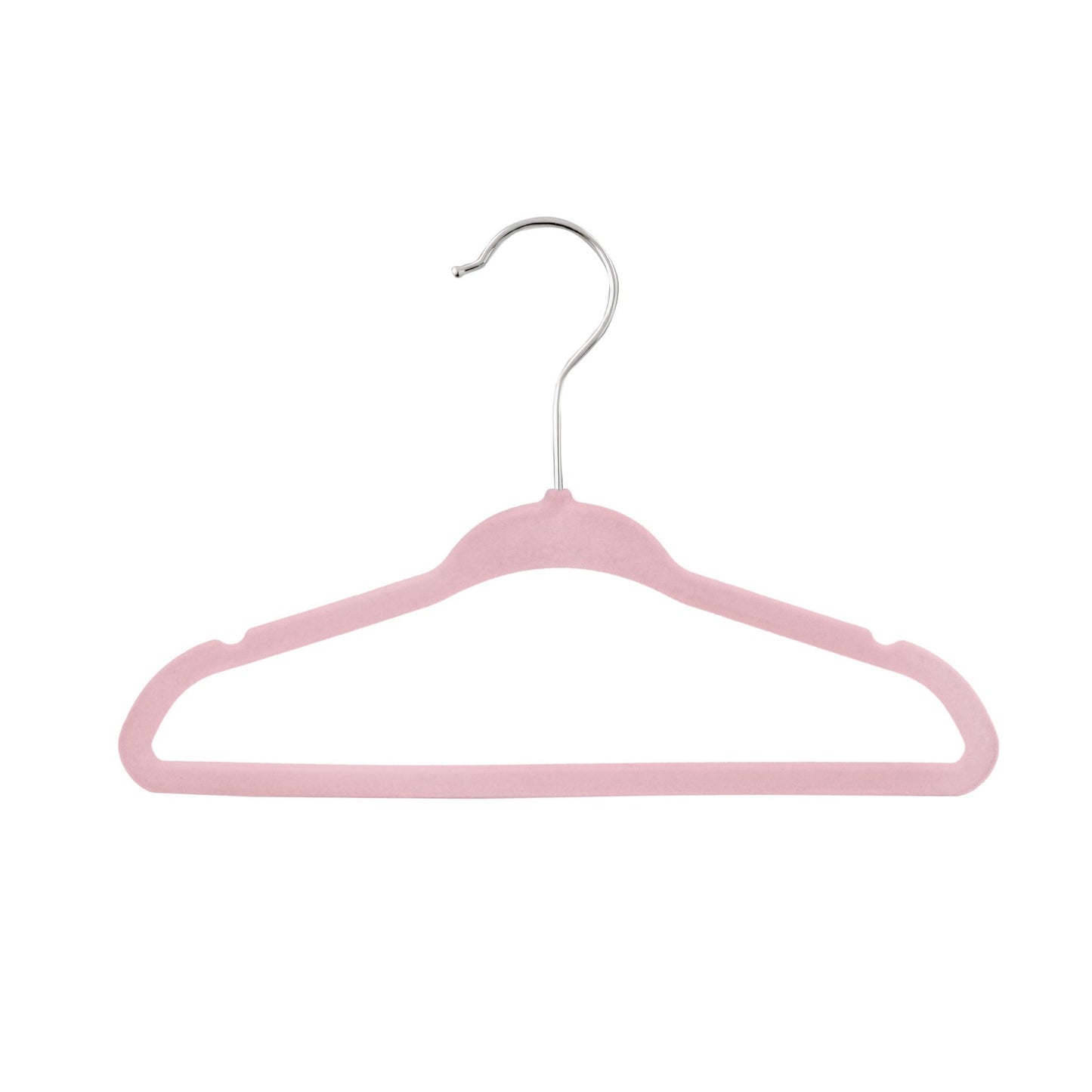 Umeraș antialunecare pentru copii acoperit cu catifea roz, bară pentru pantaloni - ideal pentru rochii, fuste, pantaloni, bluze și tricouri - HUMERO