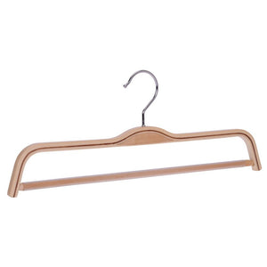 Umeraș compact din lemn natur cu bară pentru pantaloni - ideal pentru fuste și pantaloni - HUMERO