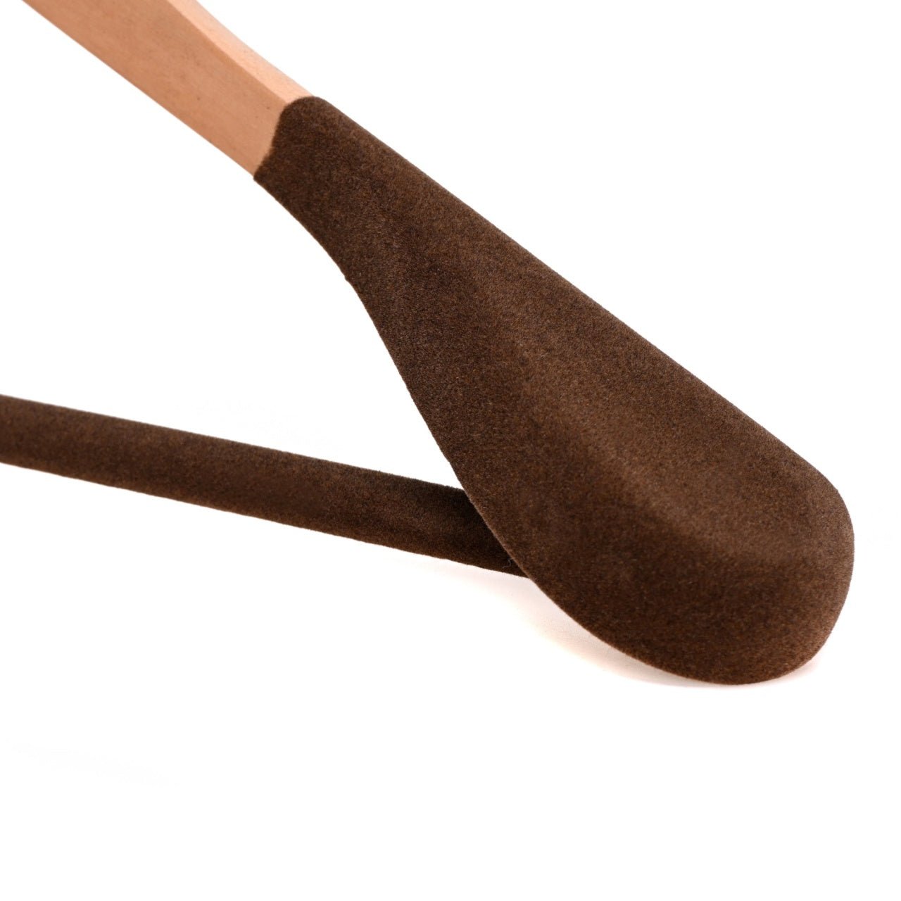 Umeraș cu umeri lați și design modern, antialunecare din lemn natur cu cârlig metalic și bară pentru pantaloni - ideal pentru costume, sacouri, cămăși, bluze, jachete, paltoane, tricouri și pantaloni - HUMERO