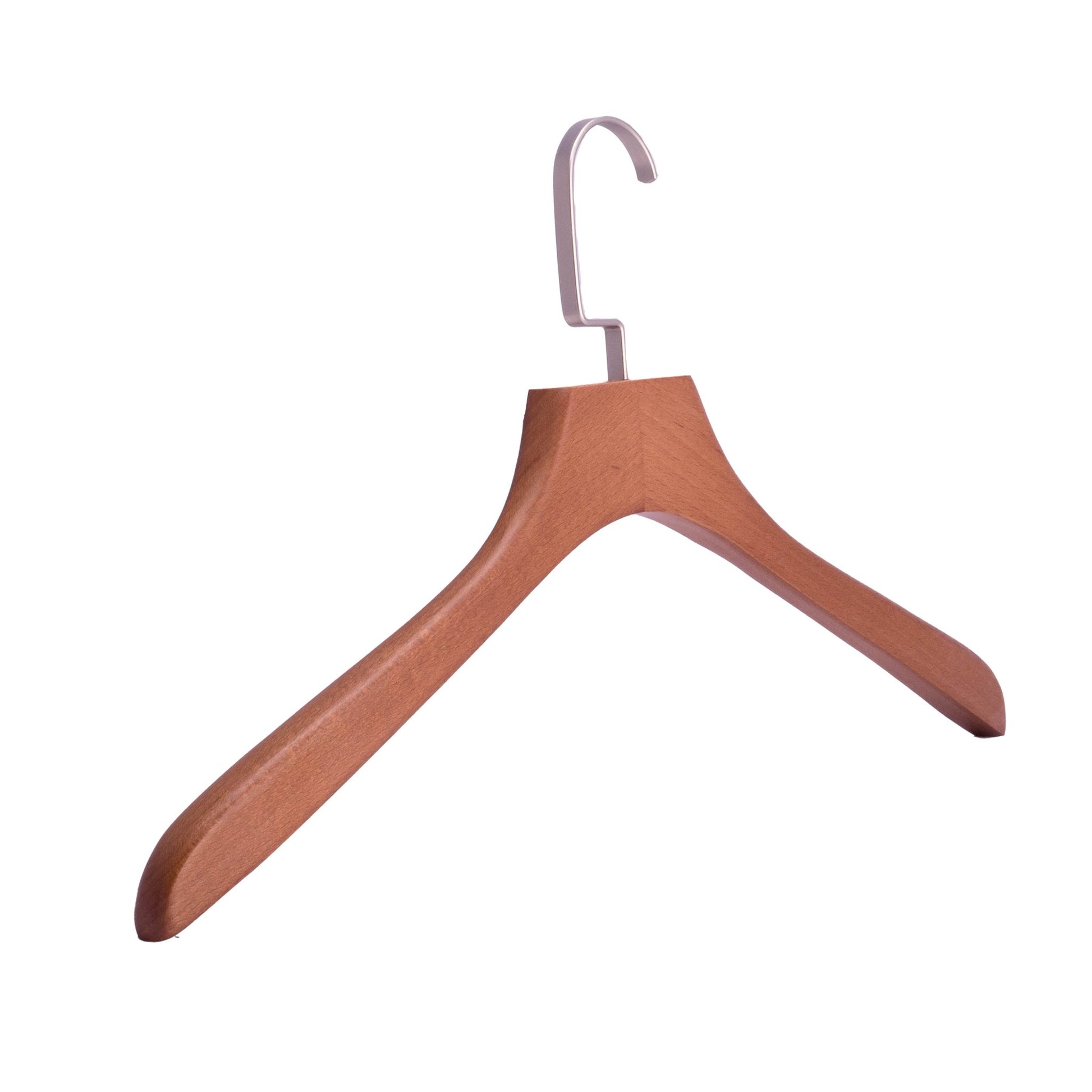 Umeraș de lux din lemn maro vintage cu cârlig rotativ, umeri lați și design modern - ideal pentru costume, sacouri, cămăși, bluze, jachete, paltoane și tricouri - HUMERO