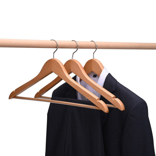 Umeraș de lux, din lemn natur cu cârlig rotativ - ideal pentru costume, sacouri, cămăși, bluze, jachete, paltoane, tricouri și pantaloni - HUMERO