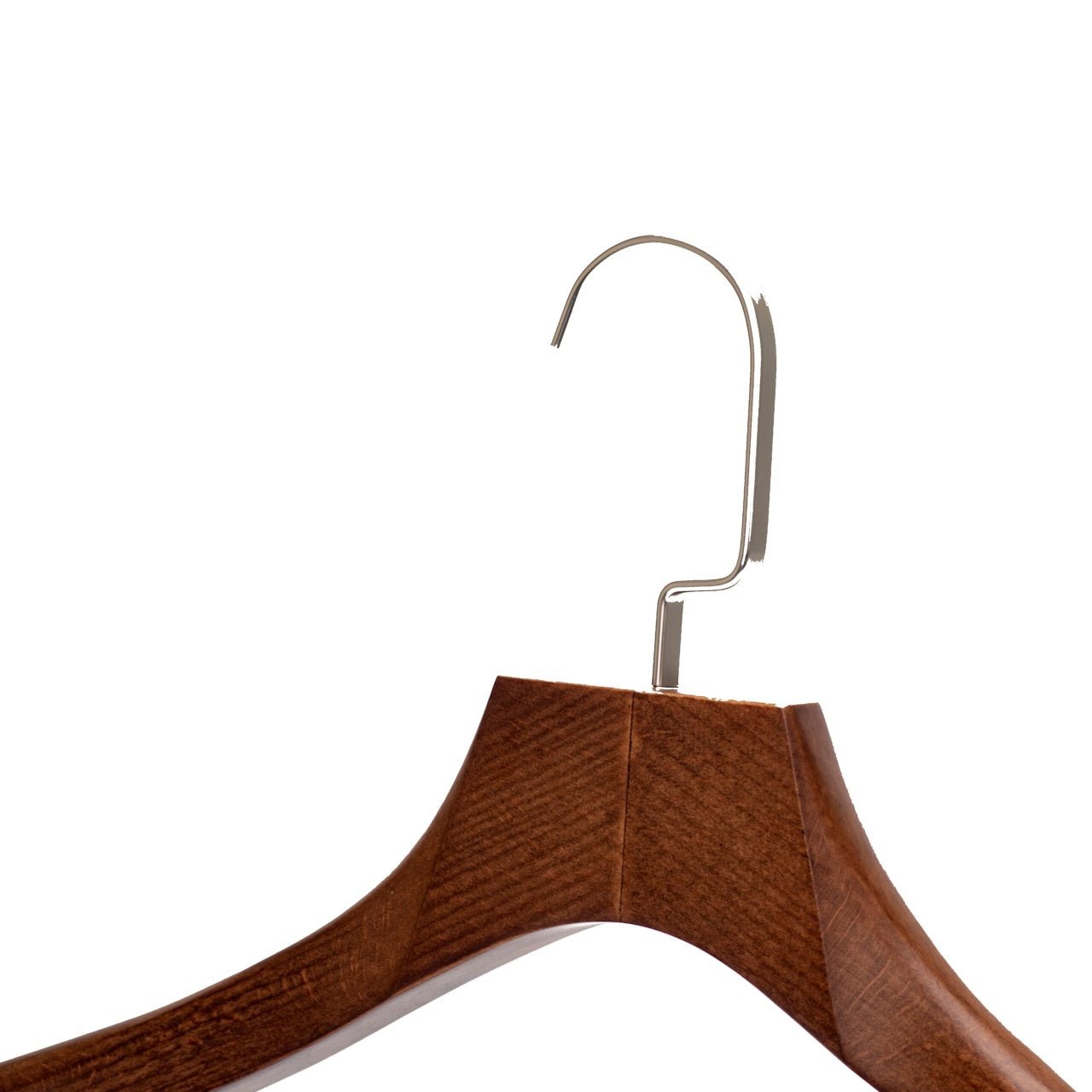 Umeraș de lux pentru costum din lemn masiv maro vintage cu umeri lați si bară pentru pantaloni - ideal pentru costume, sacouri, pantaloni, cămăși, tricouri, jachete și bluze - HUMERO