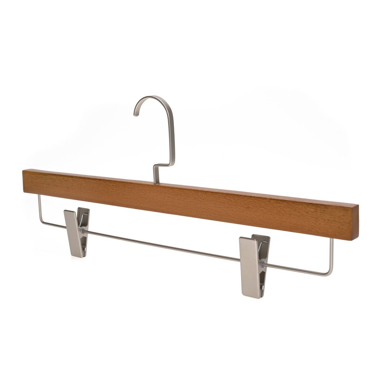 Umeraș de lux pentru pantaloni din lemn maro vintage cu clipsuri metalice - ideal pentru fuste și pantaloni - HUMERO