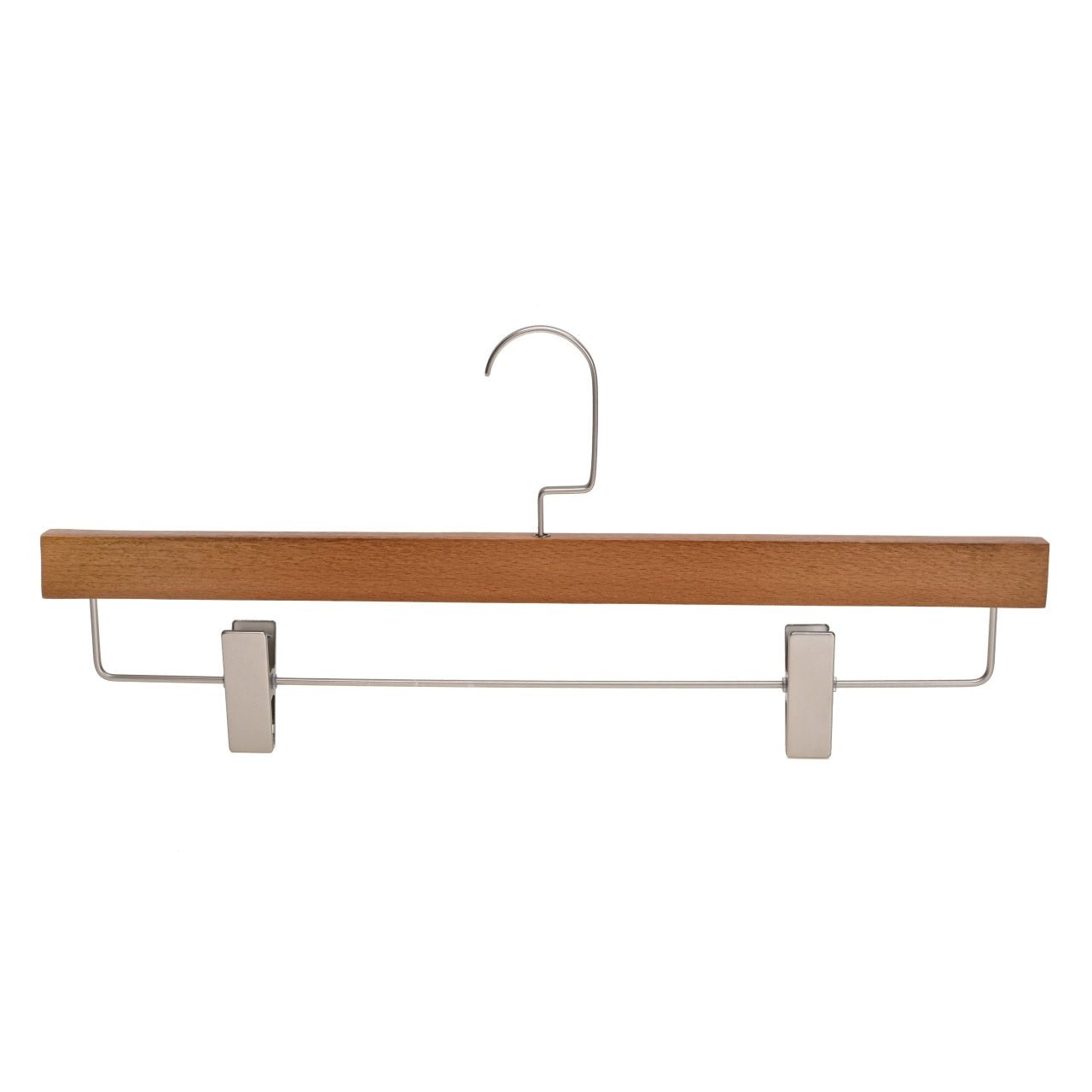 Umeraș de lux pentru pantaloni din lemn maro vintage cu clipsuri metalice - ideal pentru fuste și pantaloni - HUMERO