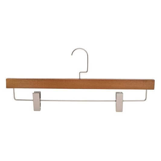 Umeraș de lux pentru pantaloni din lemn maro vintage cu clipsuri metalice - ideal pentru fuste și pantaloni - HUMERO