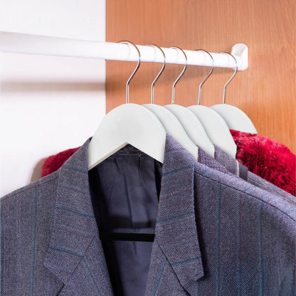 Umeraș din lemn, alb, cu finisaj vintage,bară pentru pantaloni și margini de catifea - ideal pentru cămăși, bluze, pantaloni, tricouri și rochii - HUMERO