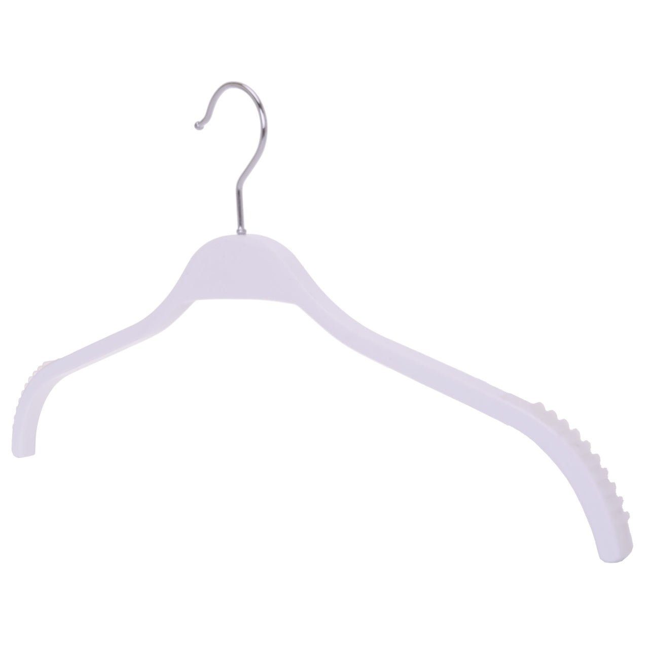 Umeraș din lemn alb cu margini din cauciuc anti - alunecare - ideal pentru cămăși, bluze, tricouri și rochii - HUMERO