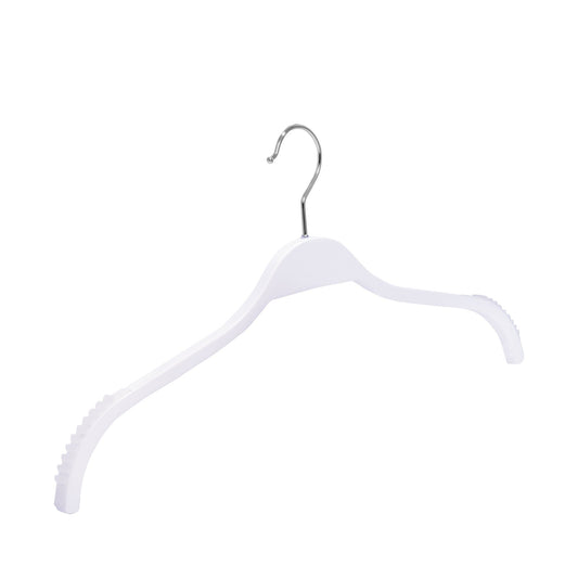 Umeraș din lemn alb cu margini din cauciuc anti - alunecare - ideal pentru cămăși, bluze, tricouri și rochii - HUMERO