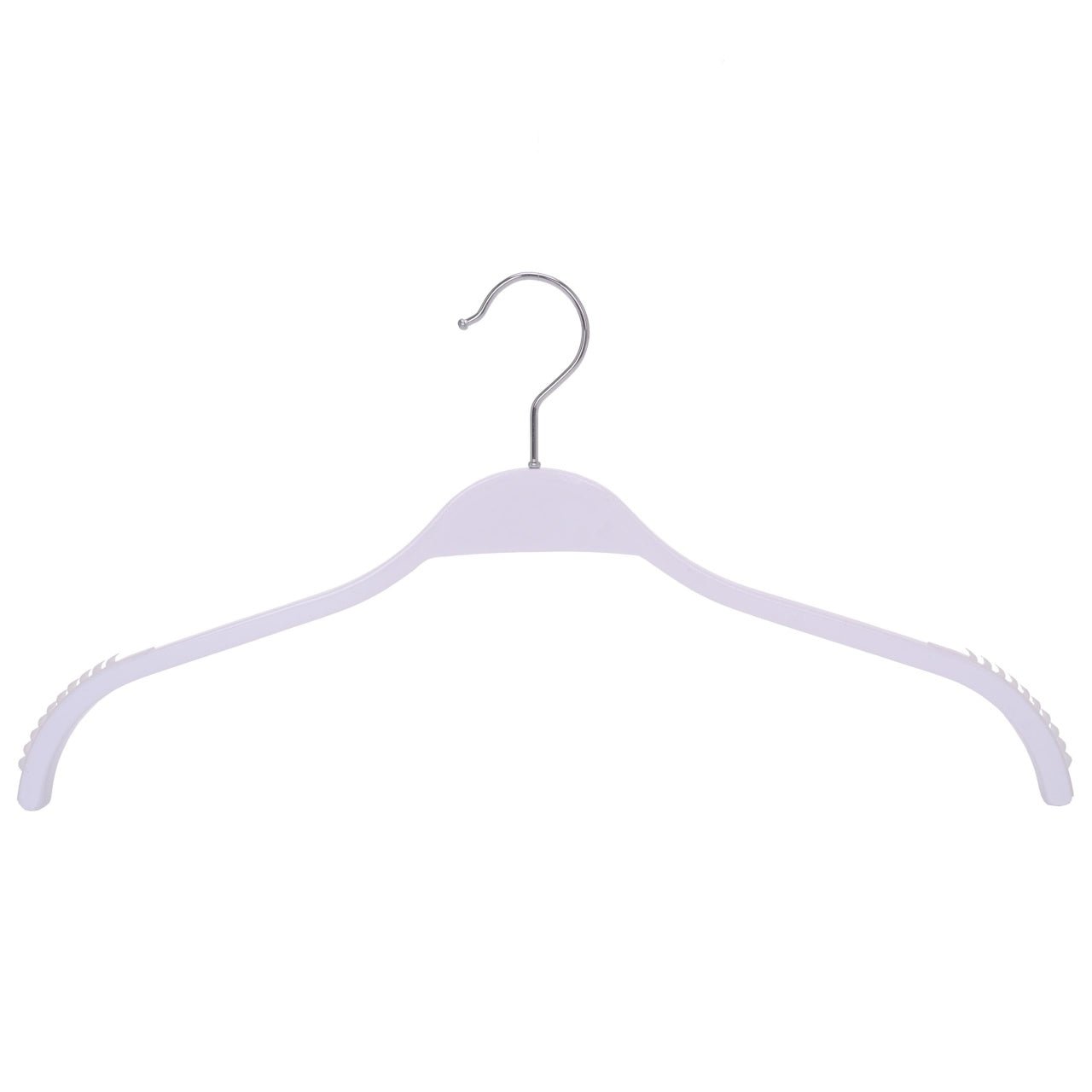 Umeraș din lemn alb cu margini din cauciuc anti - alunecare - ideal pentru cămăși, bluze, tricouri și rochii - HUMERO