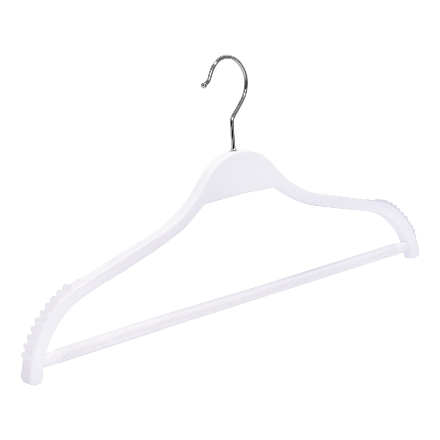 Umeraș din lemn alb cu margini din cauciuc anti - alunecare și bară pentru pantaloni - ideal pentru cămăși, bluze, pantaloni, tricouri și rochii - HUMERO