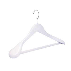 Umeraș din lemn alb cu umeri lați, bară pentru pantaloni și design modern - ideal pentru costume, sacouri, cămăși, bluze, pantaloni și tricouri - HUMERO