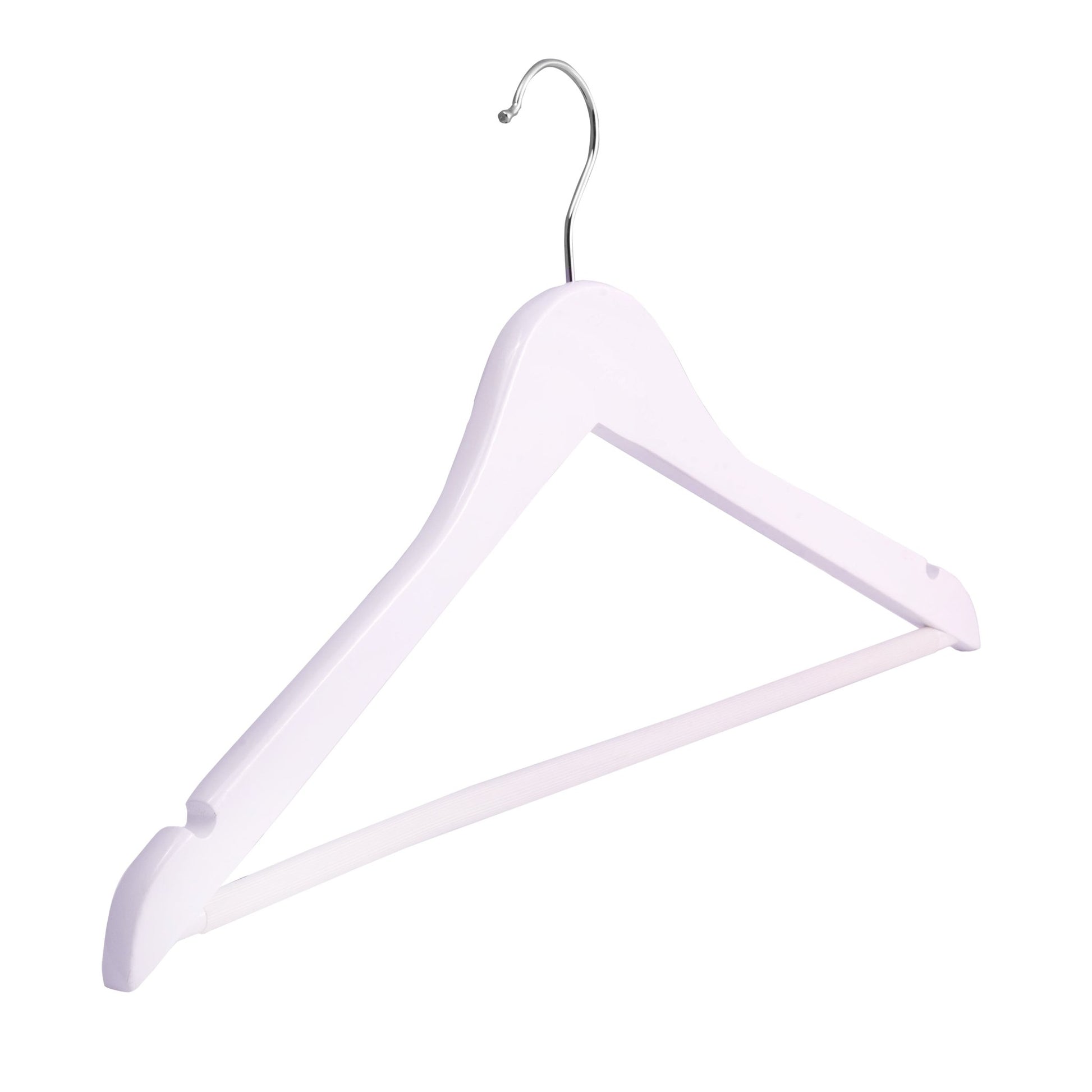 Umeraș din lemn de arțar alb cu bară pentru pantaloni - ideal pentru cămăși, bluze, pantaloni, tricouri și rochii - HUMERO