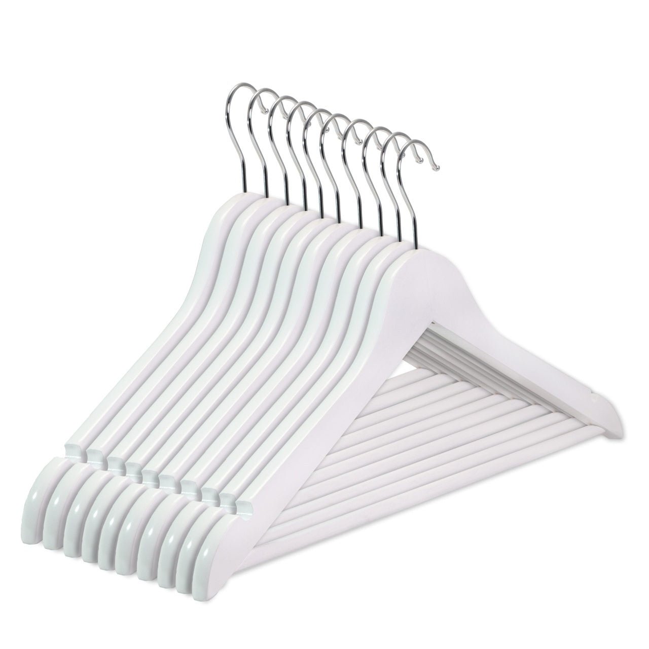 Umeraș din lemn de arțar alb cu bară pentru pantaloni - ideal pentru cămăși, bluze, pantaloni, tricouri și rochii - HUMERO