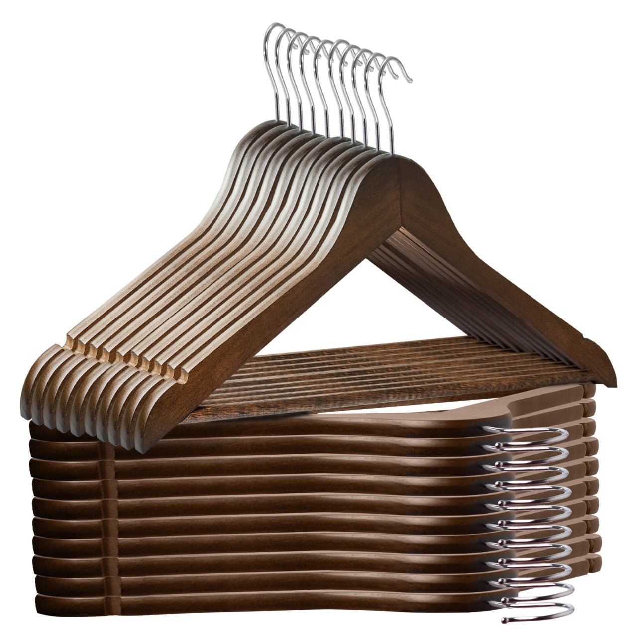 Umeraș din lemn de arțar maro - vintage cu bară pentru pantaloni - ideal pentru cămăși, bluze, pantaloni, tricouri și rochii - HUMERO