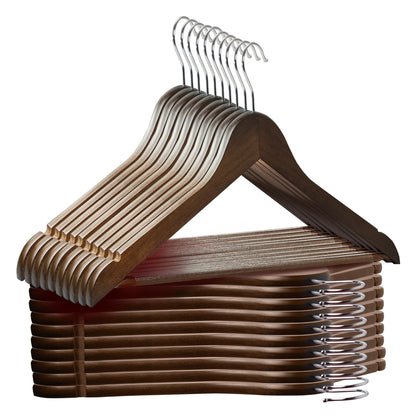 Umeraș din lemn de arțar maro - vintage cu bară pentru pantaloni - ideal pentru cămăși, bluze, pantaloni, tricouri și rochii - HUMERO