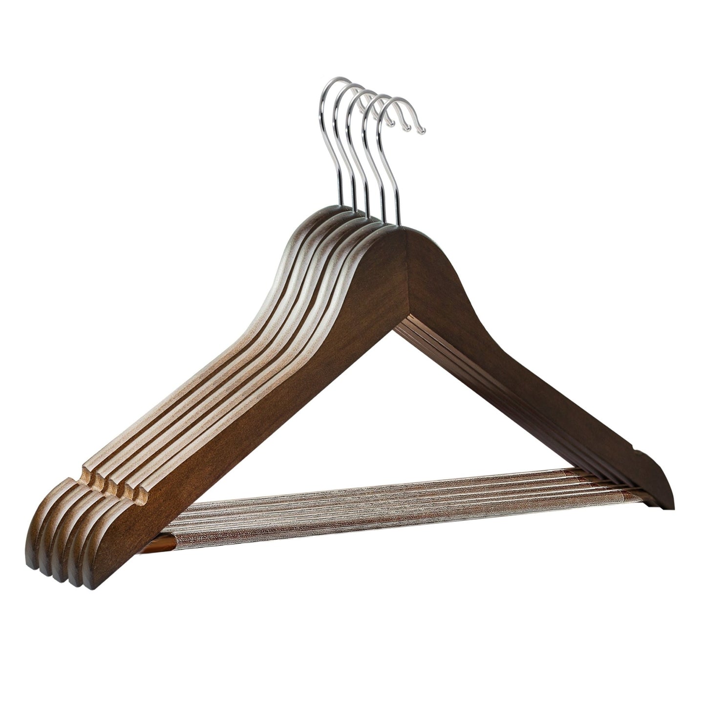 Umeraș din lemn de arțar maro - vintage cu bară pentru pantaloni - ideal pentru cămăși, bluze, pantaloni, tricouri și rochii - HUMERO