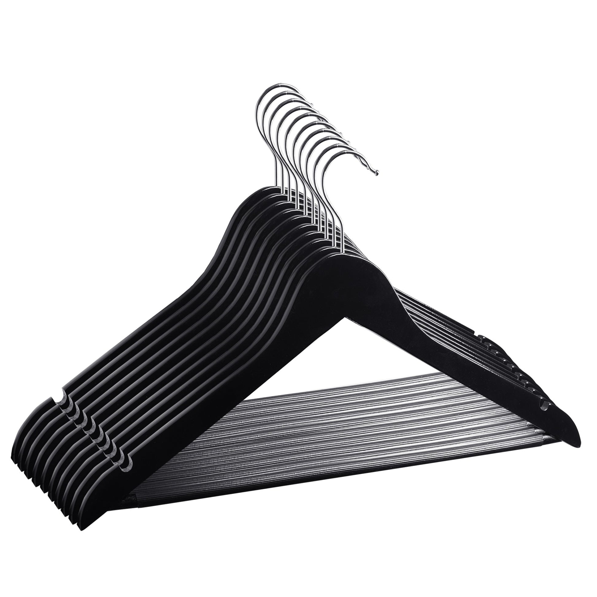 Umeraș din lemn de arțar negru cu bară pentru pantaloni - ideal pentru cămăși, bluze, pantaloni, tricouri și rochii - HUMERO