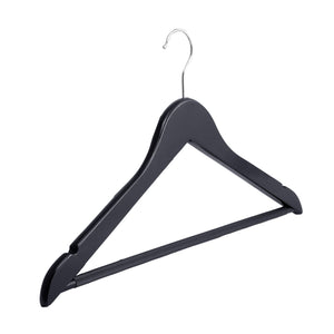 Umeraș din lemn de arțar negru cu bară pentru pantaloni - ideal pentru cămăși, bluze, pantaloni, tricouri și rochii - HUMERO