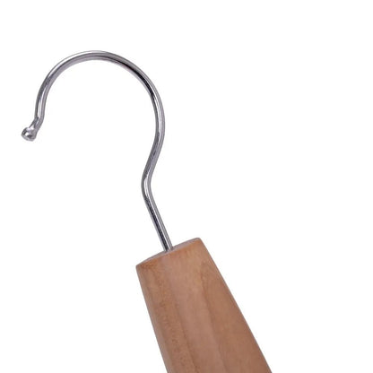 Umeraș din lemn natur cu 4 agățători metalice - ideal pentru articole speciale - HUMERO