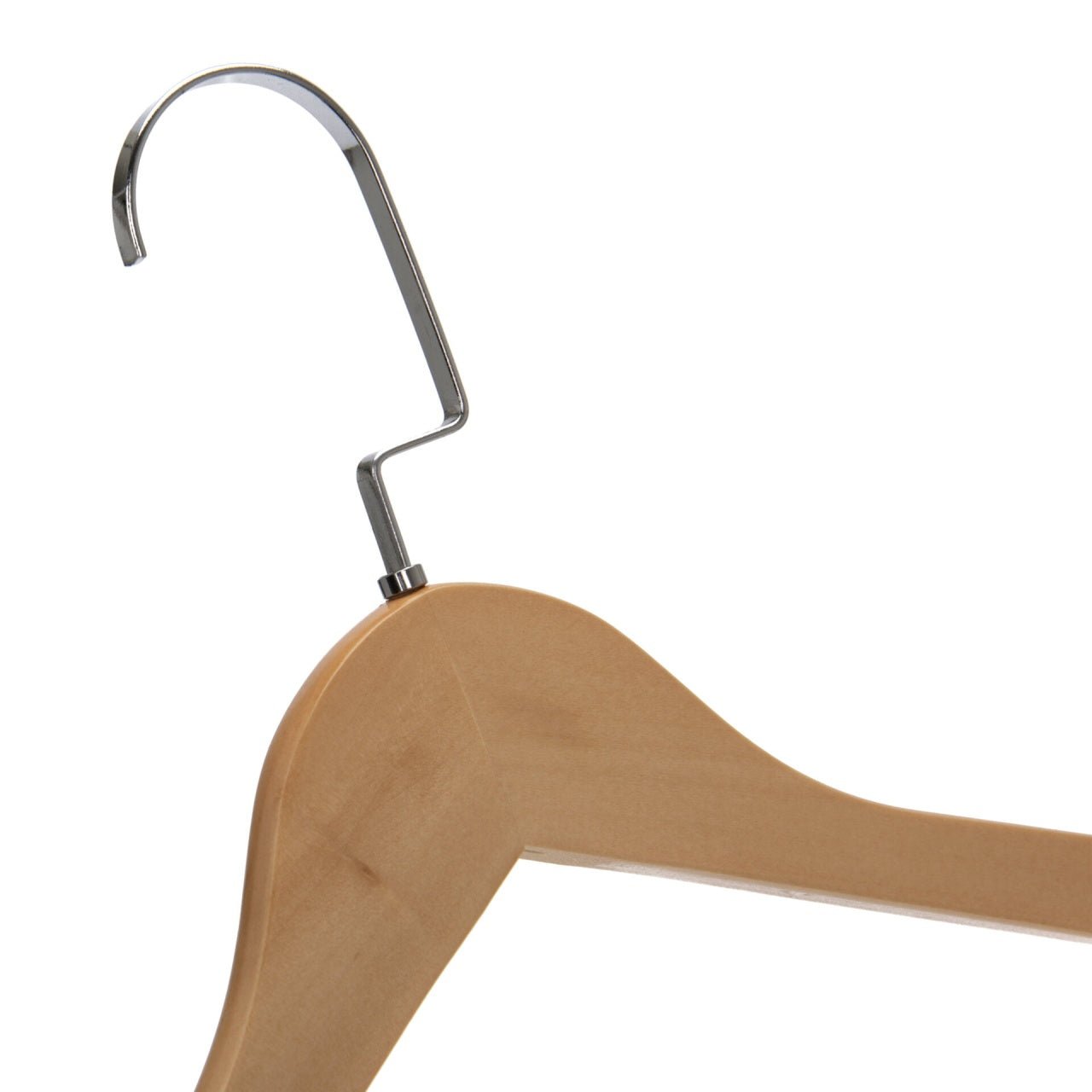 Umeraș din lemn natur cu striații antialunecare si bară pentru pantaloni - ideal pentru pantaloni, rochii, fuste, cămăși, bluze, jachete și tricouri - HUMERO