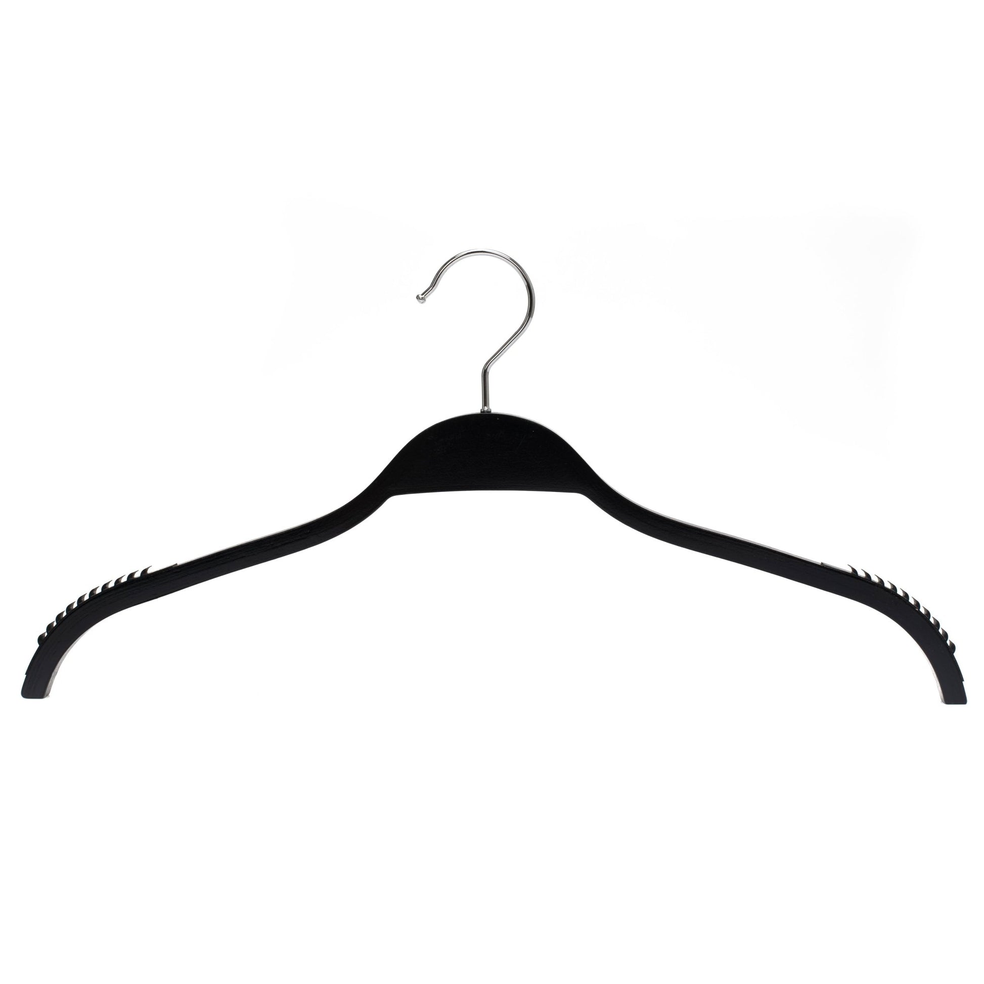 Umeraș din lemn negru cu margini din cauciuc anti - alunecare - ideal pentru cămăși, bluze, tricouri și rochii - HUMERO