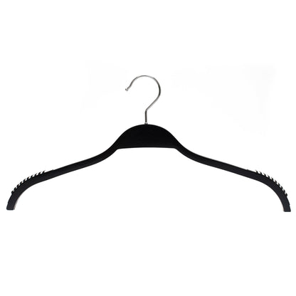 Umeraș din lemn negru cu margini din cauciuc anti - alunecare - ideal pentru cămăși, bluze, tricouri și rochii - HUMERO