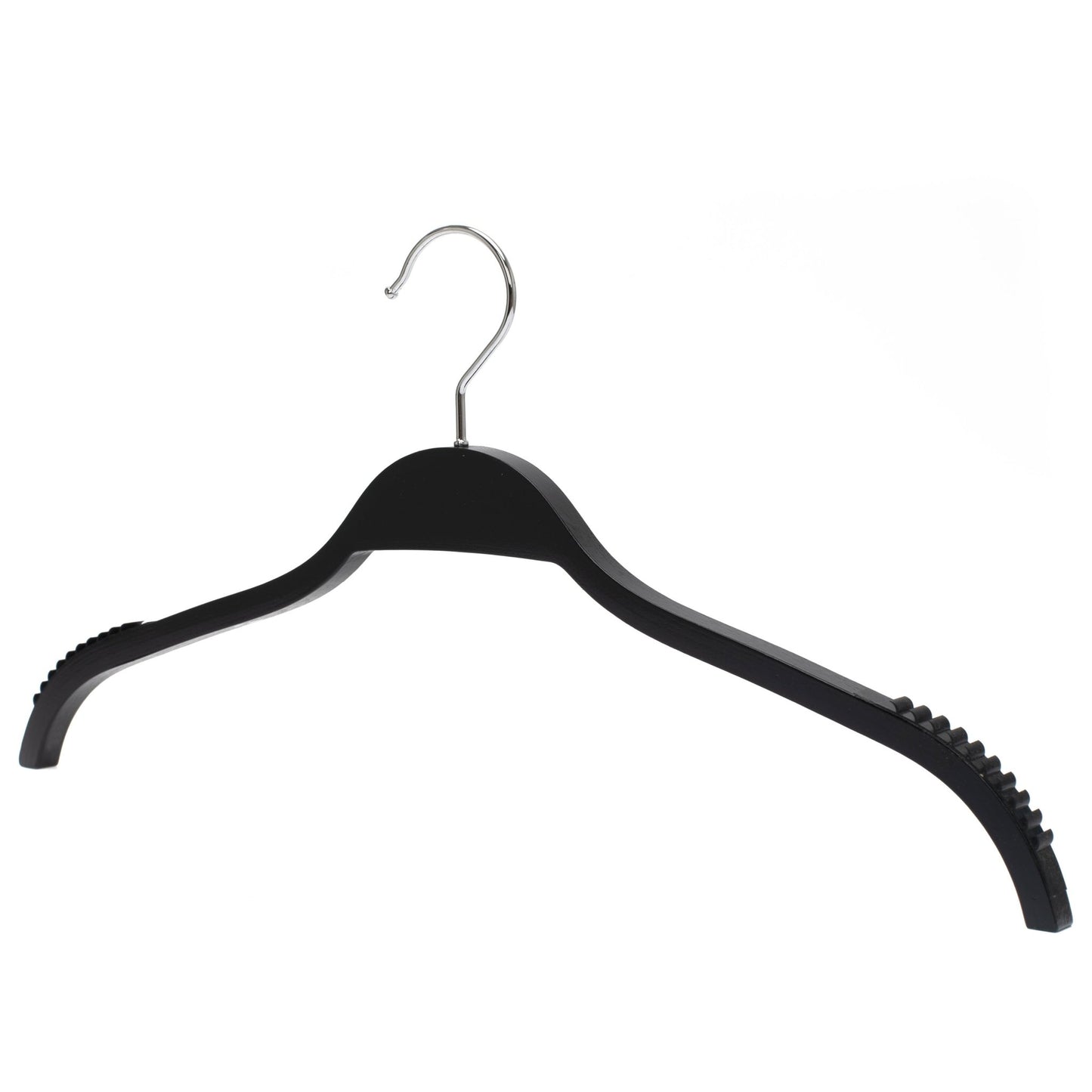 Umeraș din lemn negru cu margini din cauciuc anti - alunecare - ideal pentru cămăși, bluze, tricouri și rochii - HUMERO