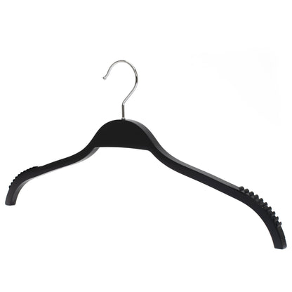 Umeraș din lemn negru cu margini din cauciuc anti - alunecare - ideal pentru cămăși, bluze, tricouri și rochii - HUMERO