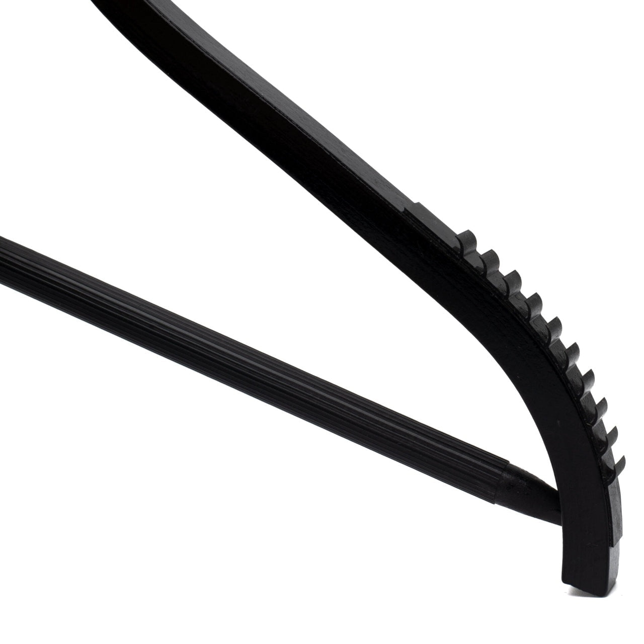 Umeraș din lemn negru cu margini din cauciuc anti - alunecare și bară pentru pantaloni - ideal pentru cămăși, bluze, pantaloni, tricouri și rochii - HUMERO