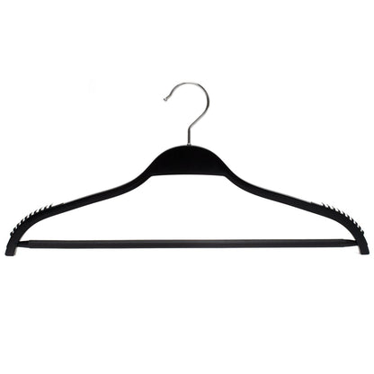 Umeraș din lemn negru cu margini din cauciuc anti - alunecare și bară pentru pantaloni - ideal pentru cămăși, bluze, pantaloni, tricouri și rochii - HUMERO