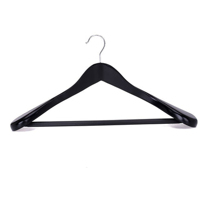 Umeraș din lemn negru cu umeri lați, bară pentru pantaloni și design modern - ideal pentru costume, sacouri, cămăși, bluze, pantaloni și tricouri - HUMERO