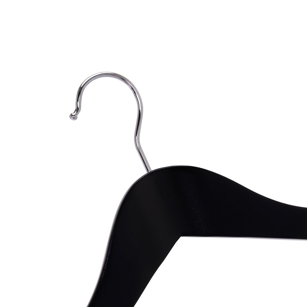 Umeraș din lemn negru cu umeri lați, bară pentru pantaloni și design modern - ideal pentru costume, sacouri, cămăși, bluze, pantaloni și tricouri - HUMERO