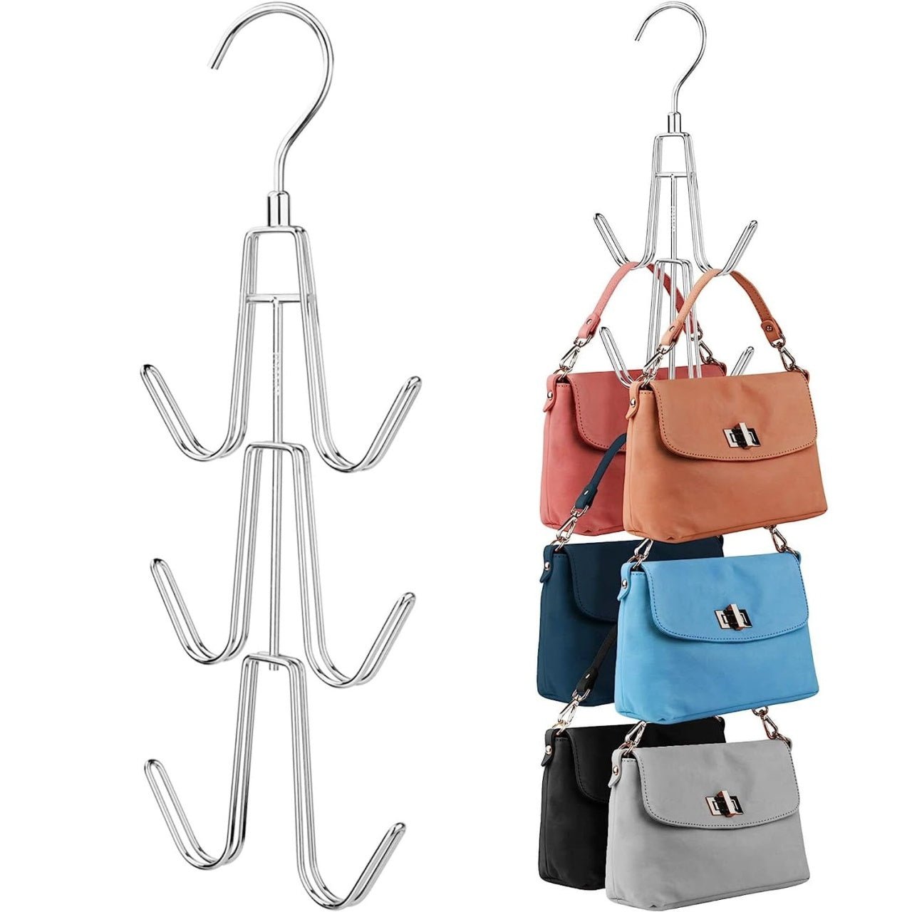 Umeraș din oțel argintiu cu 6 cârlige - ideal pentru articole speciale și lenjerie intimă - HUMERO