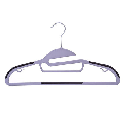 Umeraș din plastic gri cu margini antialunecare si bară pentru pantaloni - ideal pentru rochii, pantaloni, fuste, bluze și tricouri - HUMERO