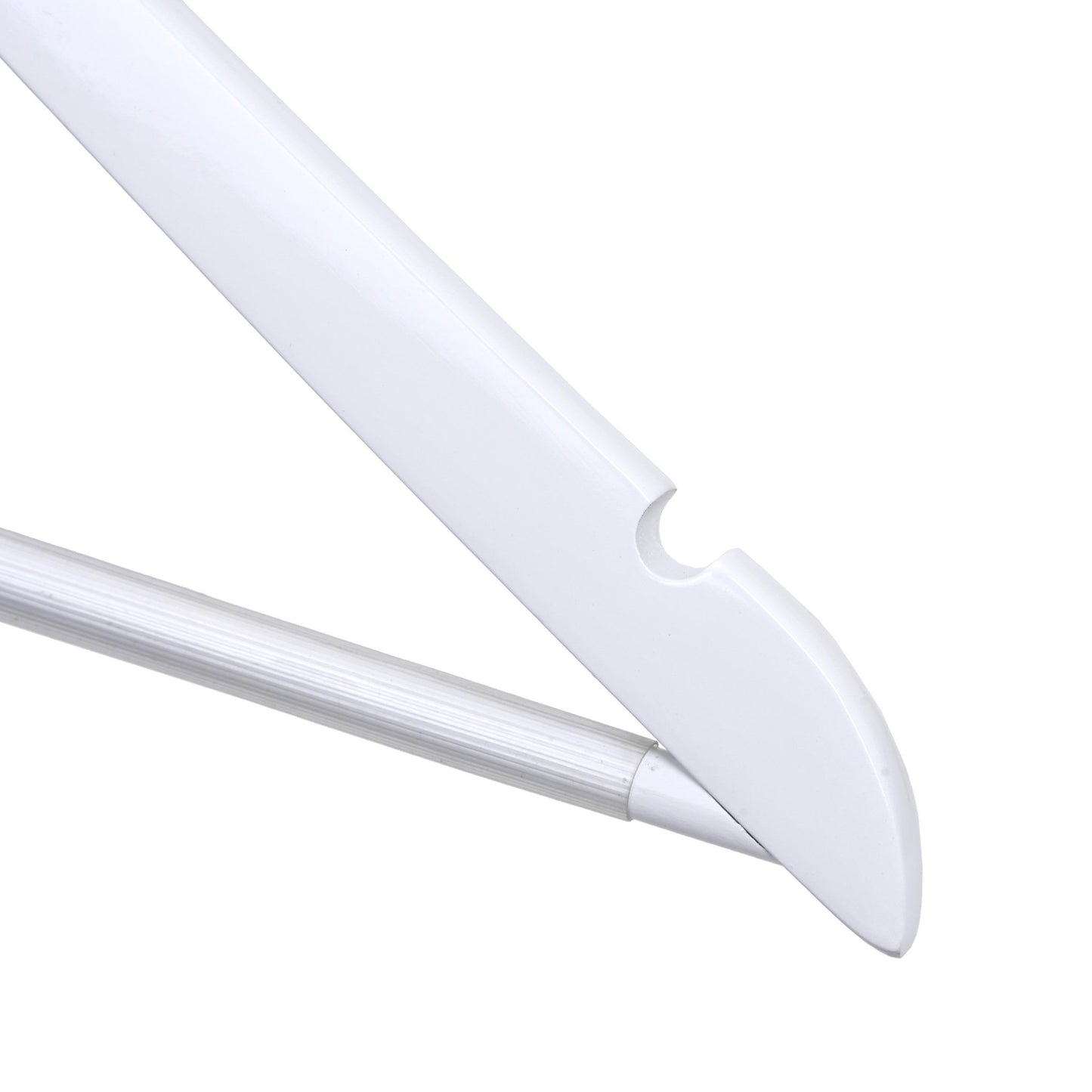 Umeraș hotelier din lemn alb cu cârlig antifurt si bară pentru pantaloni - ideal pentru cămăși, bluze, pantaloni, tricouri și rochii - HUMERO