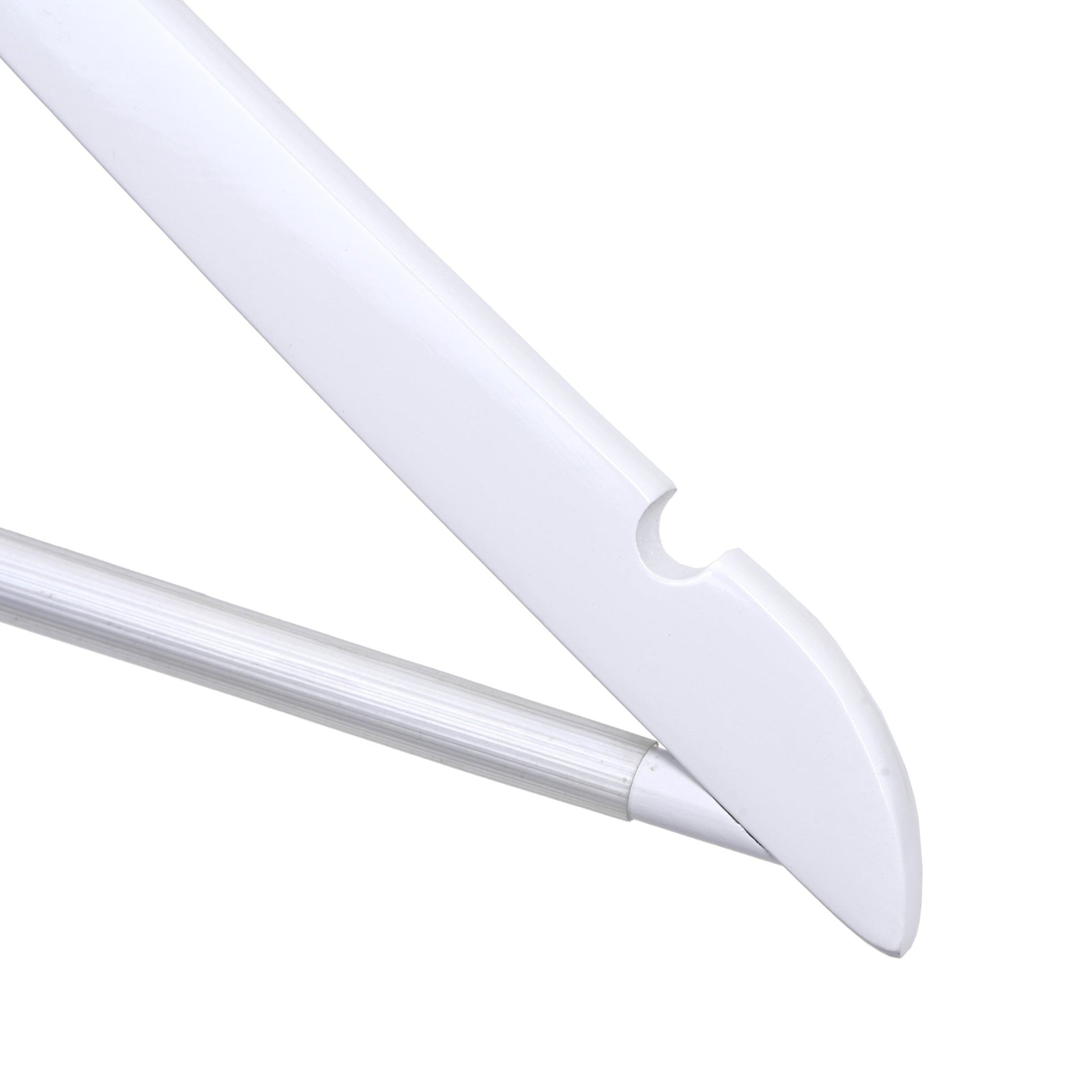 Umeraș hotelier din lemn alb cu cârlig antifurt si bară pentru pantaloni - ideal pentru cămăși, bluze, pantaloni, tricouri și rochii - HUMERO