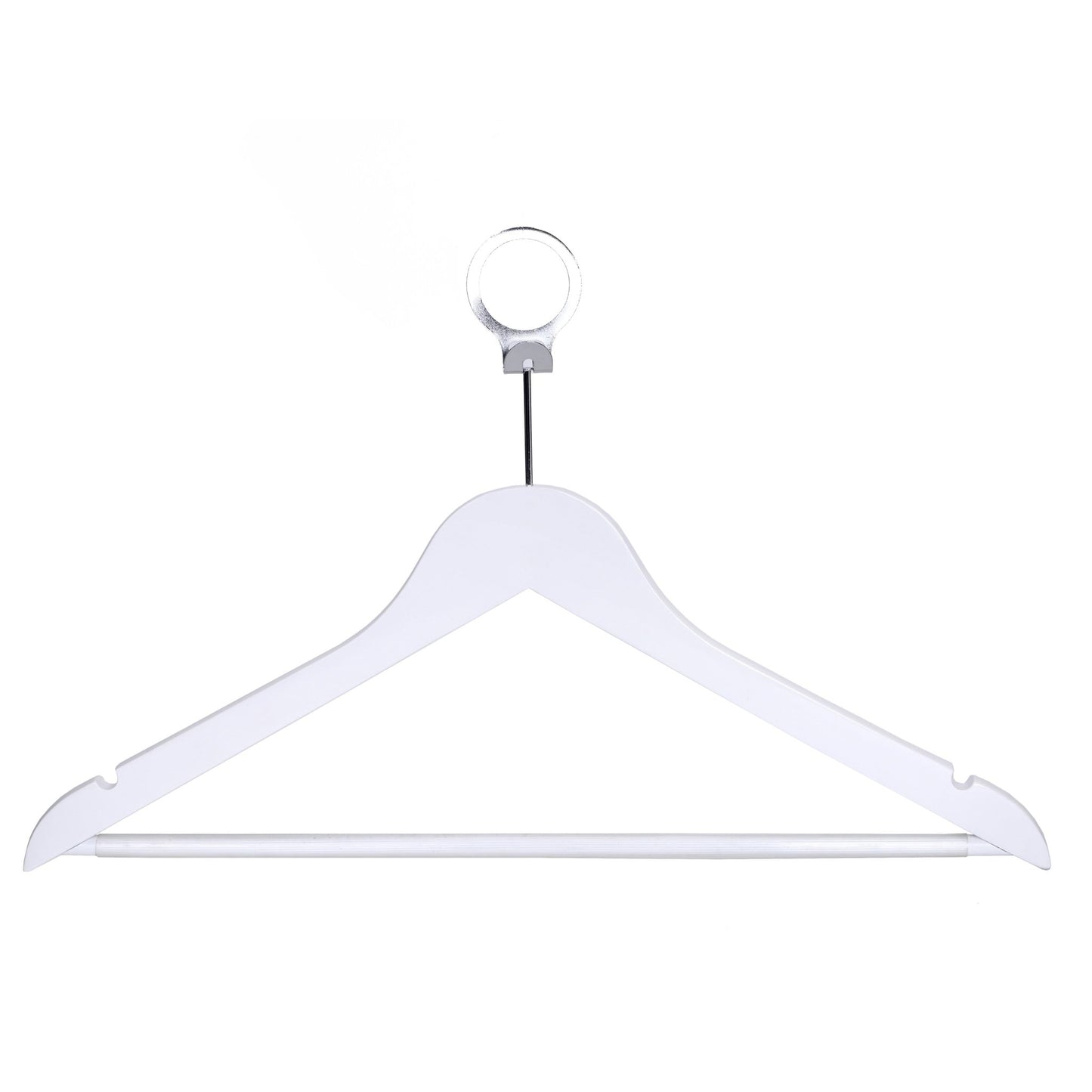 Umeraș hotelier din lemn alb cu cârlig antifurt si bară pentru pantaloni - ideal pentru cămăși, bluze, pantaloni, tricouri și rochii - HUMERO