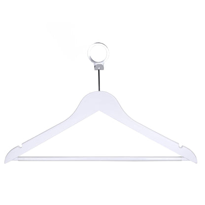 Umeraș hotelier din lemn alb cu cârlig antifurt si bară pentru pantaloni - ideal pentru cămăși, bluze, pantaloni, tricouri și rochii - HUMERO