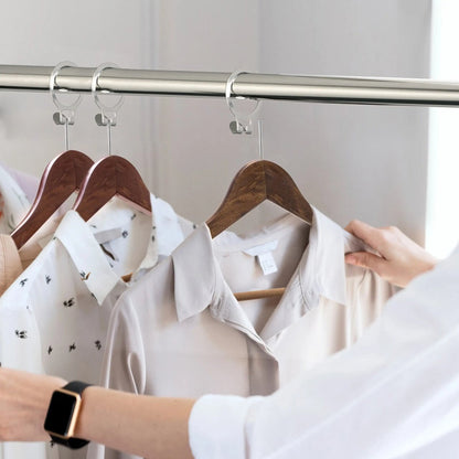 Umeraș hotelier din lemn cu finisaj vintage,bară pentru pantaloni și margini de catifea - ideal pentru cămăși, bluze, pantaloni, tricouri și rochii - HUMERO