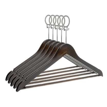 Umeraș hotelier din lemn maro - vintage cu cârlig antifurt si bară pentru pantaloni - ideal pentru cămăși, bluze, pantaloni, tricouri și rochii - HUMERO