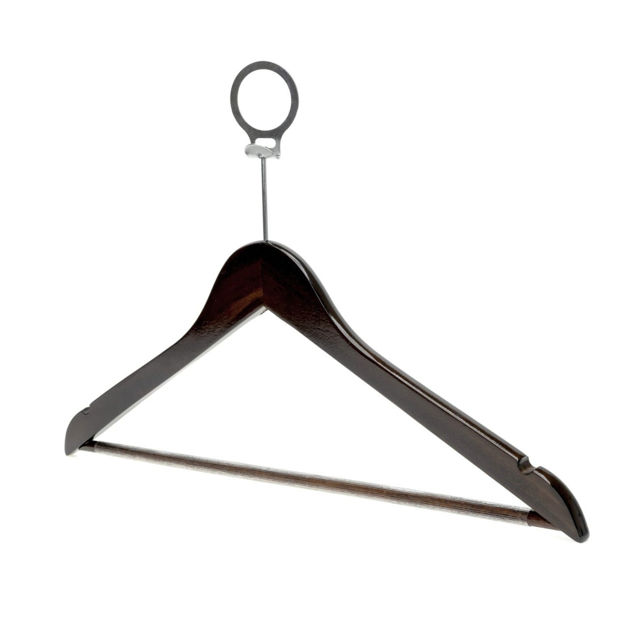 Umeraș hotelier din lemn maro - vintage cu cârlig antifurt si bară pentru pantaloni - ideal pentru cămăși, bluze, pantaloni, tricouri și rochii - HUMERO