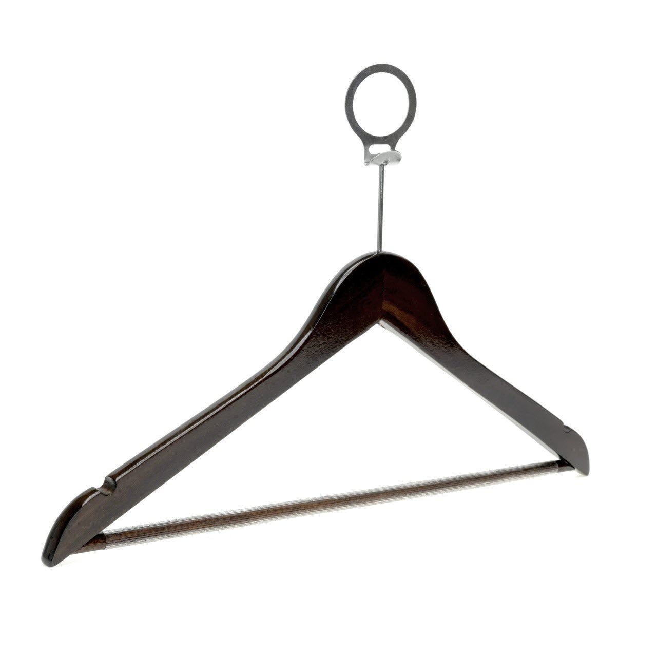 Umeraș hotelier din lemn maro - vintage cu cârlig antifurt si bară pentru pantaloni - ideal pentru cămăși, bluze, pantaloni, tricouri și rochii - HUMERO