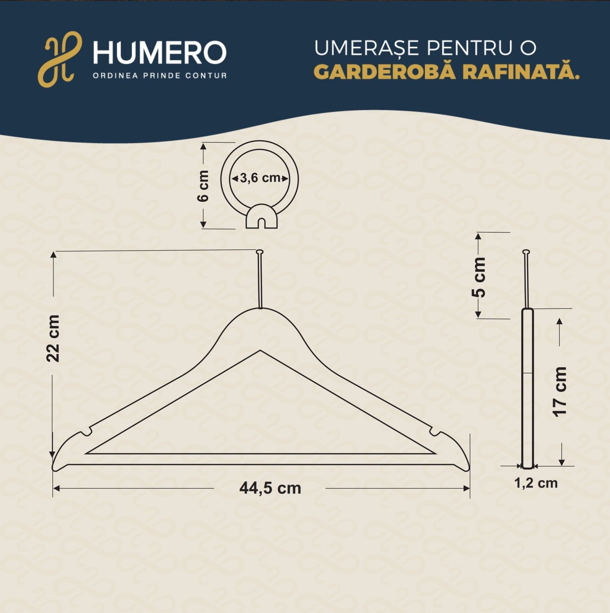 Umeraș hotelier din lemn negru cu cârlig antifurt si bară pentru pantaloni - ideal pentru cămăși, bluze, pantaloni, tricouri și rochii - HUMERO